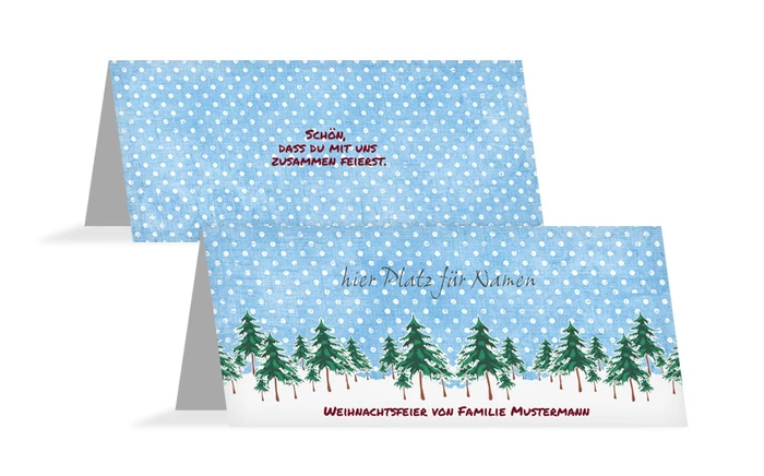 Weihnachtstischkarte Schneewald