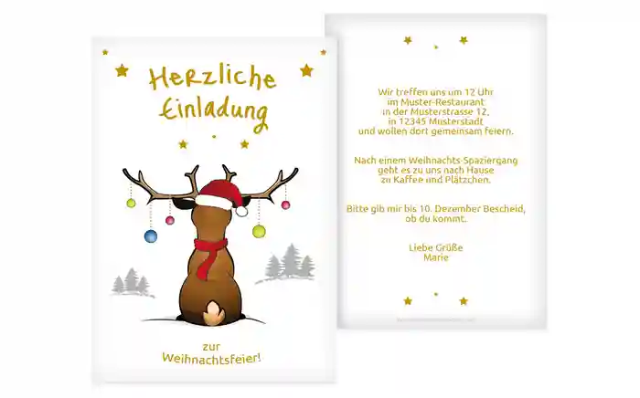 Weihnachtseinladung Privat Rudolph