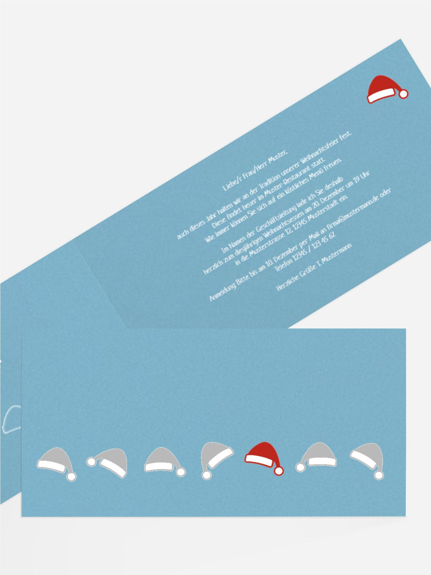 Weihnachtseinladung Geschäftlich Mützenreihe