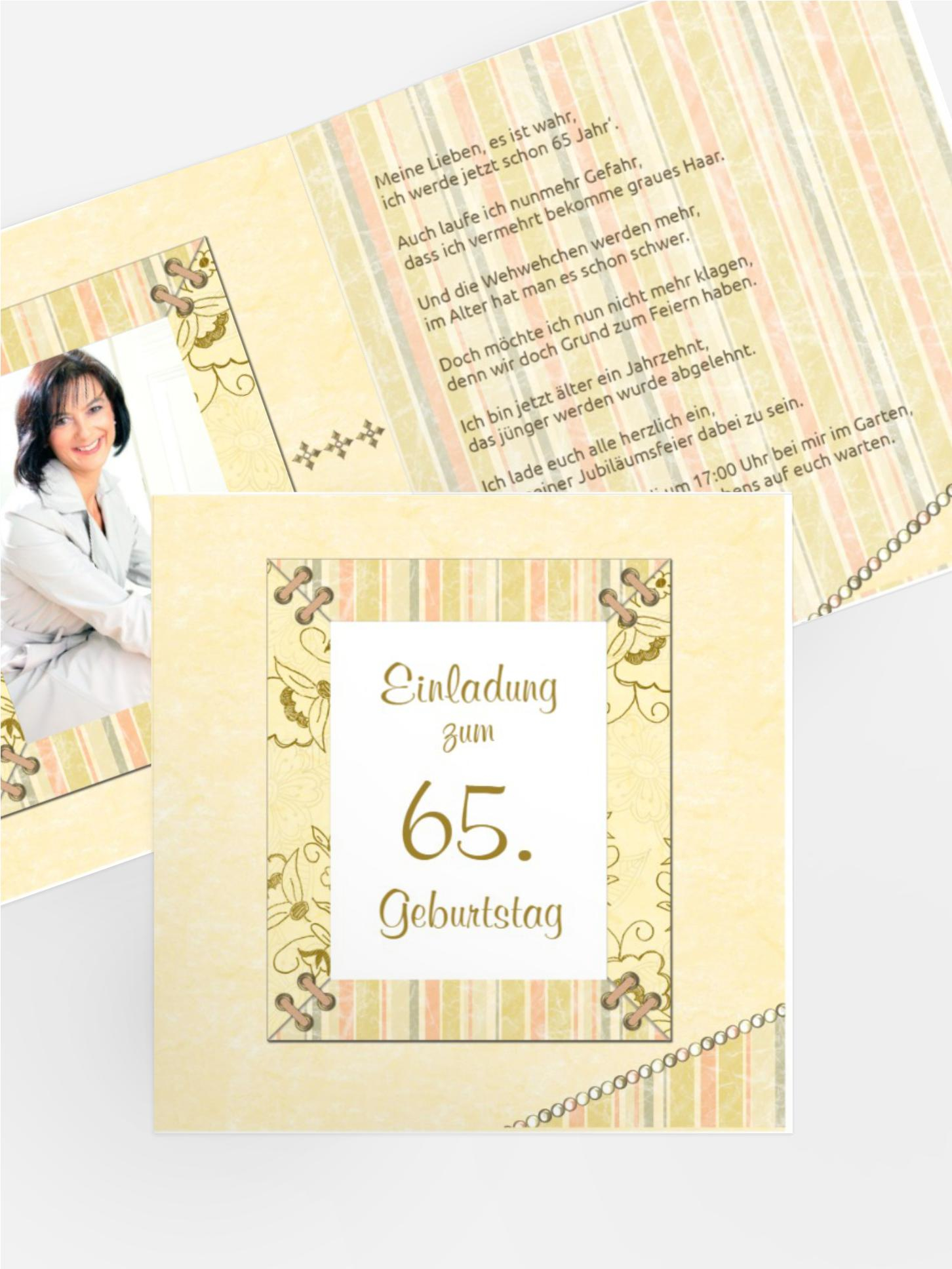 Geburtstagseinladungskarte Nostalgie 65 Foto