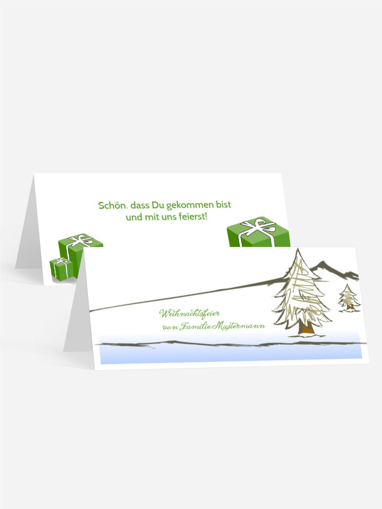 Tischkarte Weihnachten Scribble