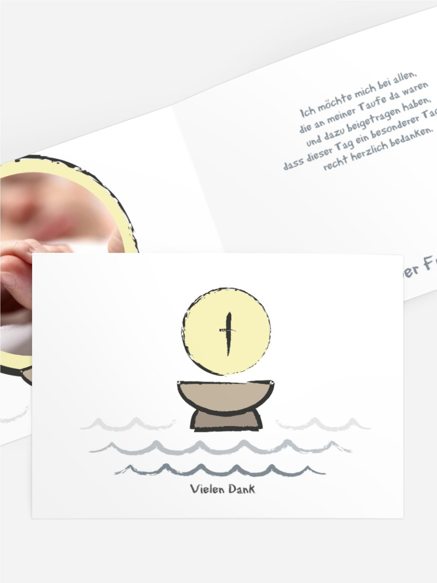 Dankeskarte Taufe Taufbecken