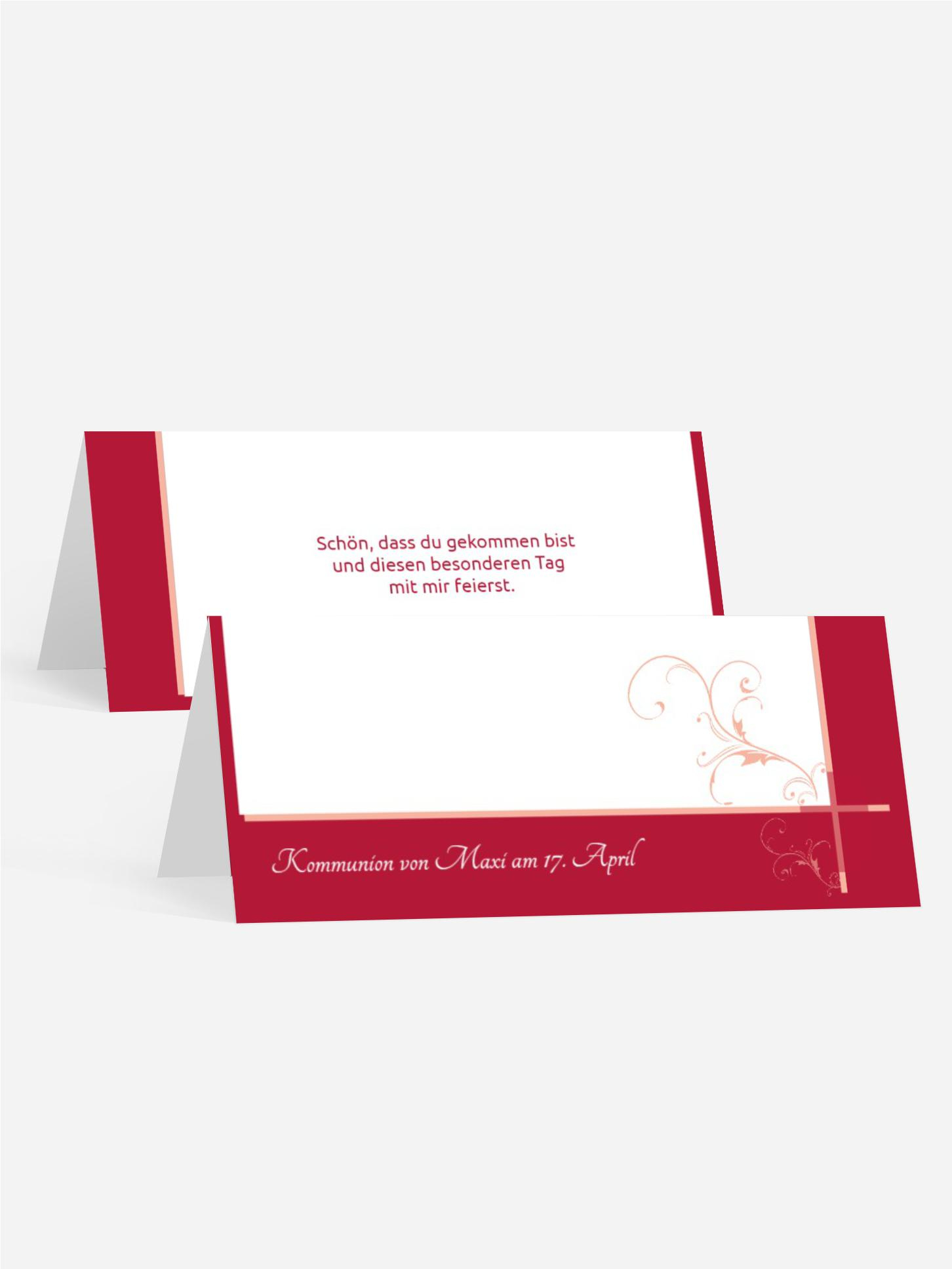 Tischkarte zur Kommunion floral