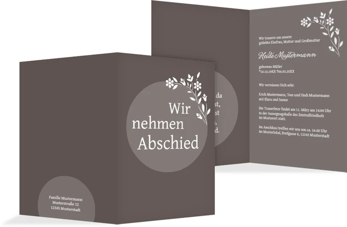 Trauerkarte Kreis hoch