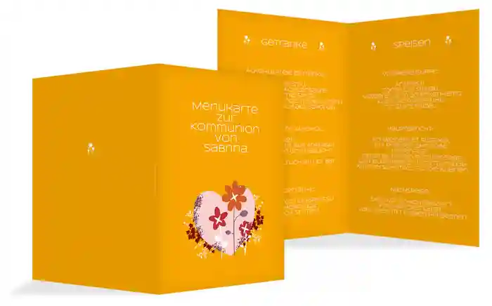 Menükarte Kommunion Herz