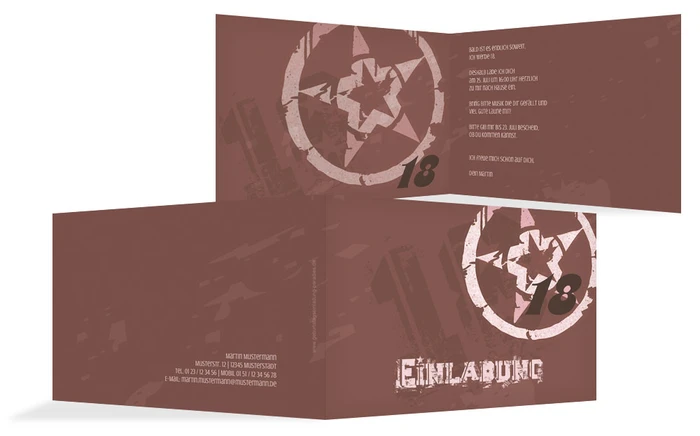 Einladungskarte zum Geburtstag star style 18