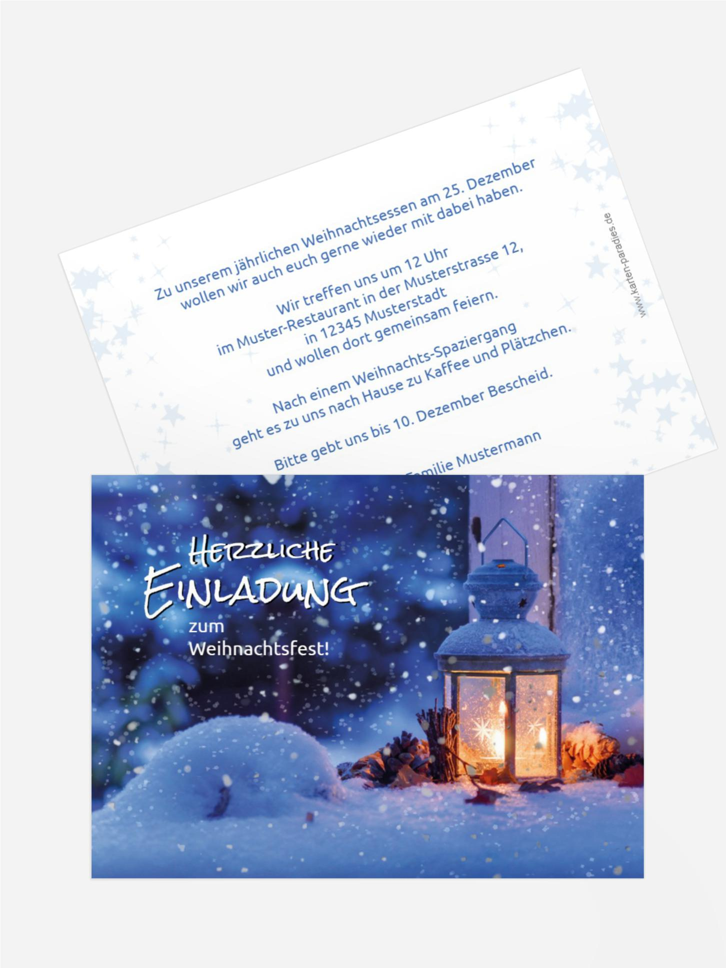 Einladung Weihnachten Privat Laterne