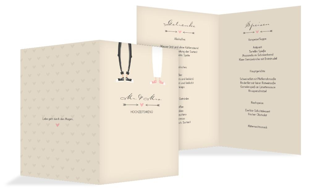 Menükarte zur Hochzeit Pärchen Menükarte zur Hochzeit Pärchen