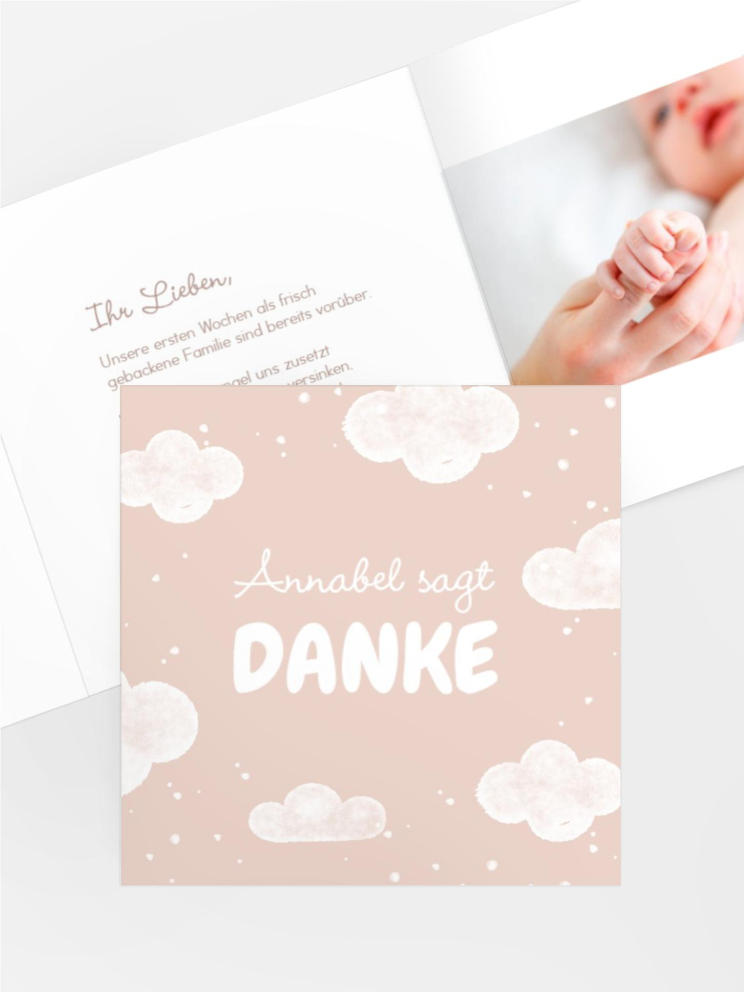 Baby Dankeskarte Stille Wolkenpracht