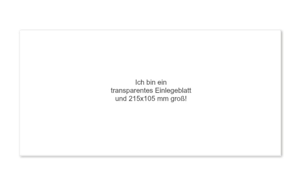 transparentes Einlegeblatt 215x105 mm