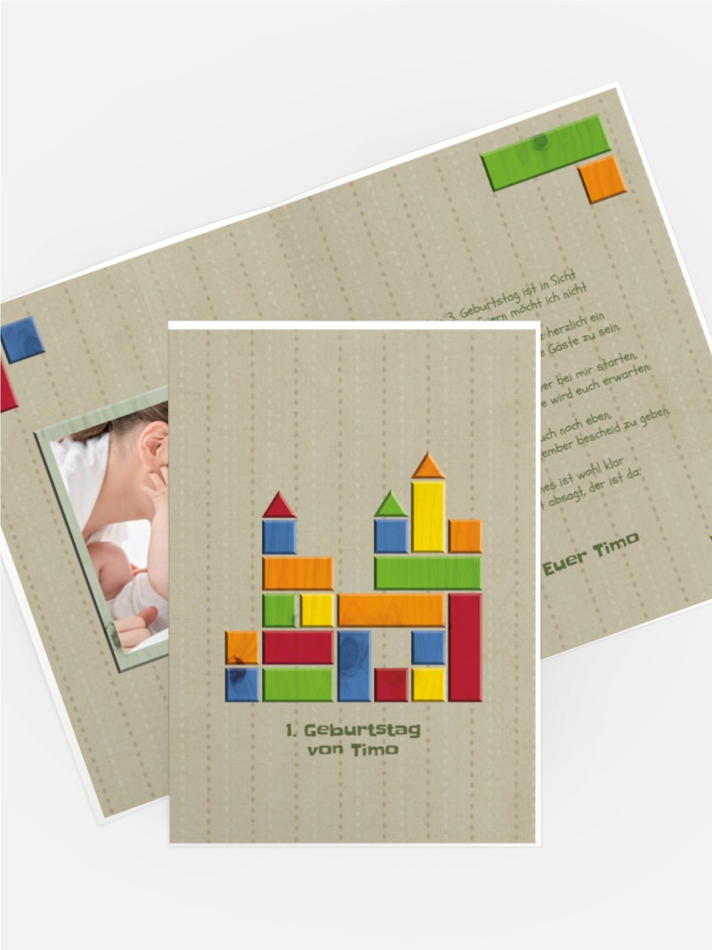 Geburtstagseinladung Bausteine Foto