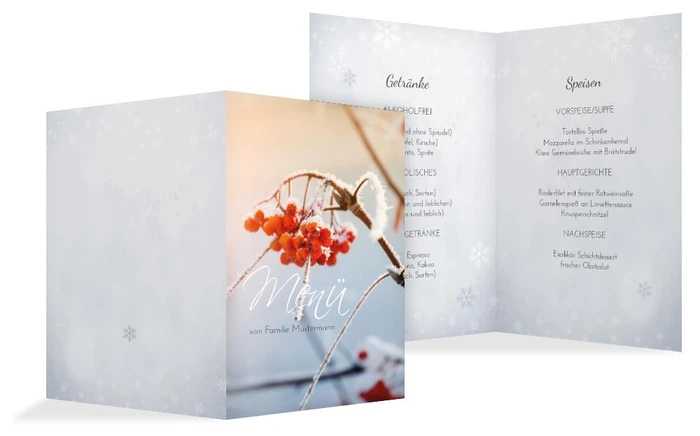 Weihnachtsmenükarte Reif