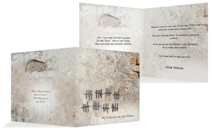 Einladung Striche an der Wand 40