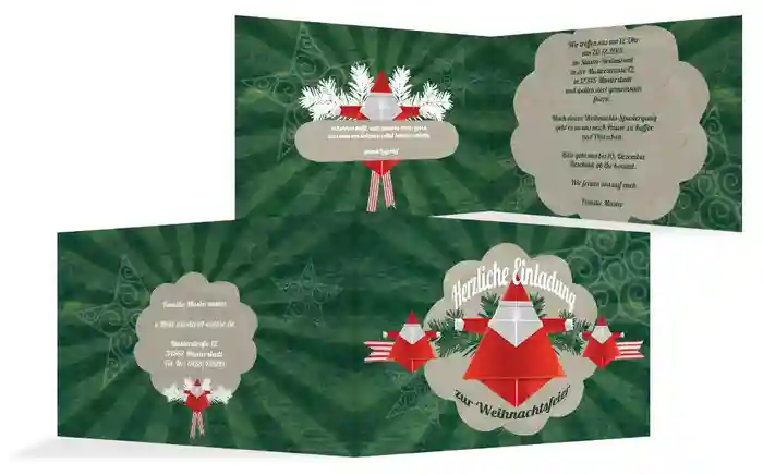 Weihnachtseinladung Origami