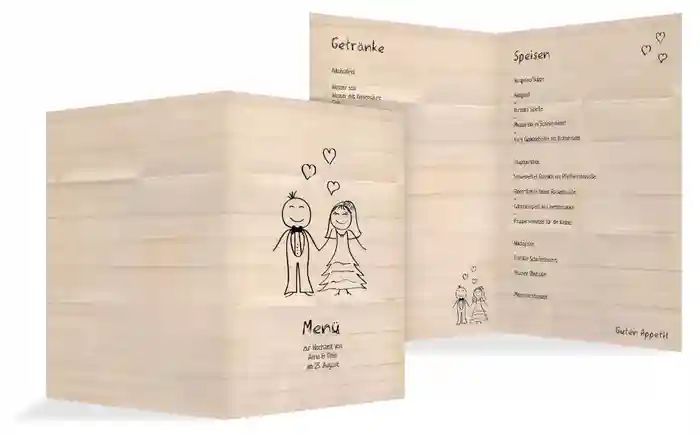 Menükarte zur Hochzeit Sweet Love