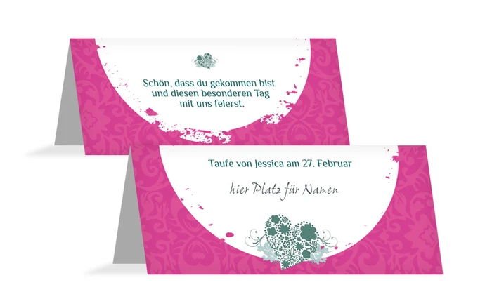 Taufe Tischkarte Kreise