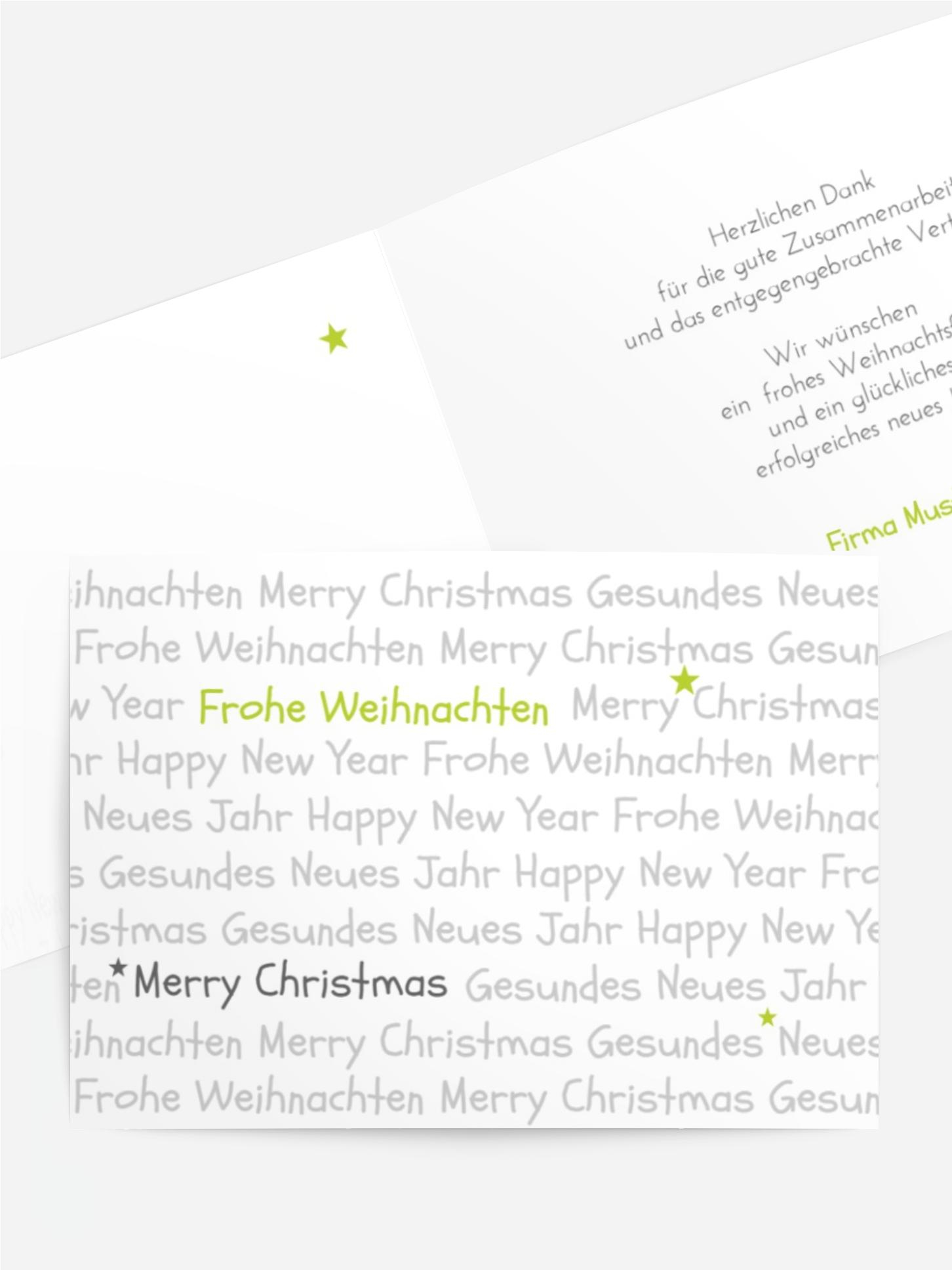 Weihnachtsgrußkarte Schrift