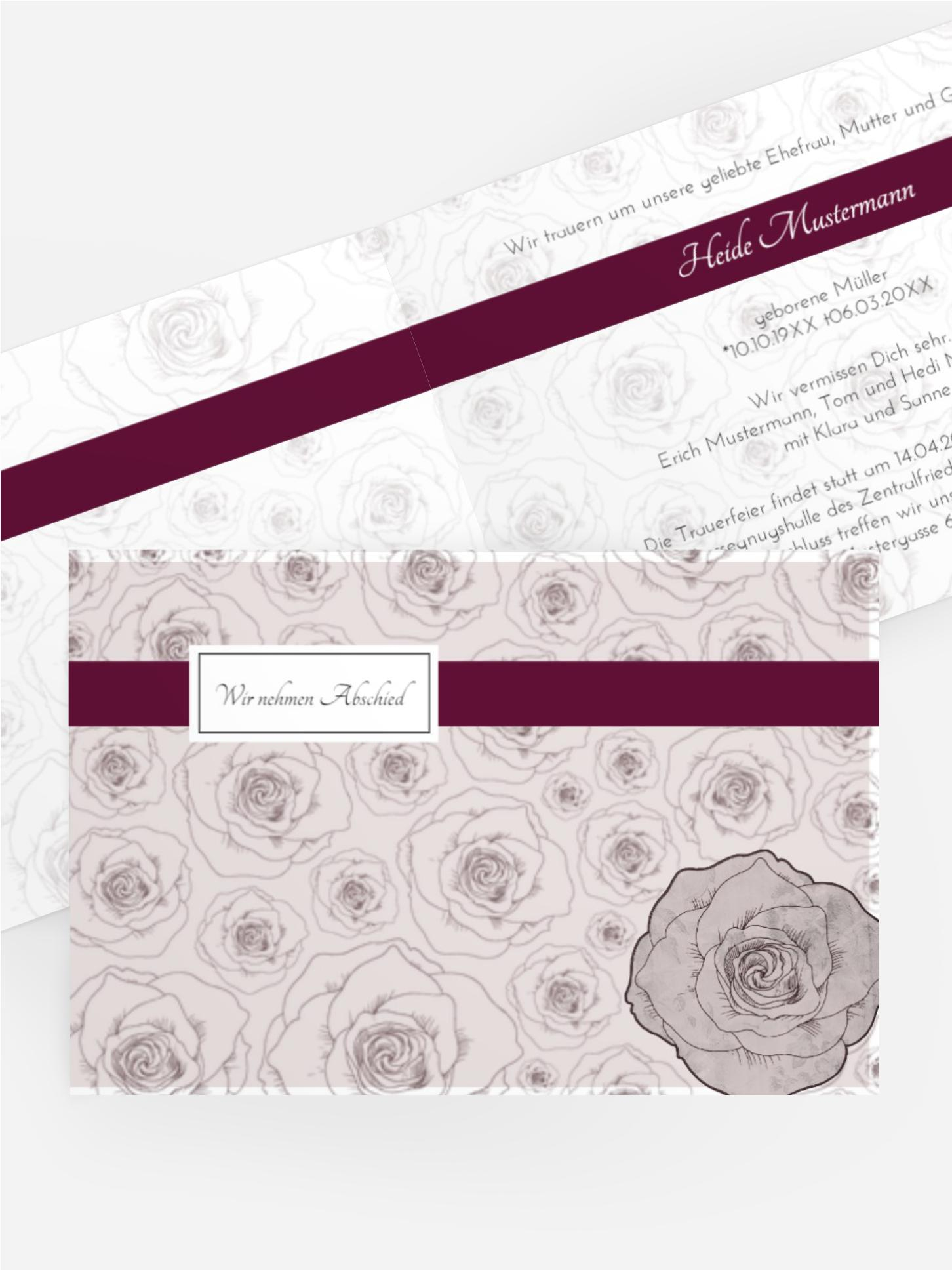 Trauerkarte Rosenmeer quer