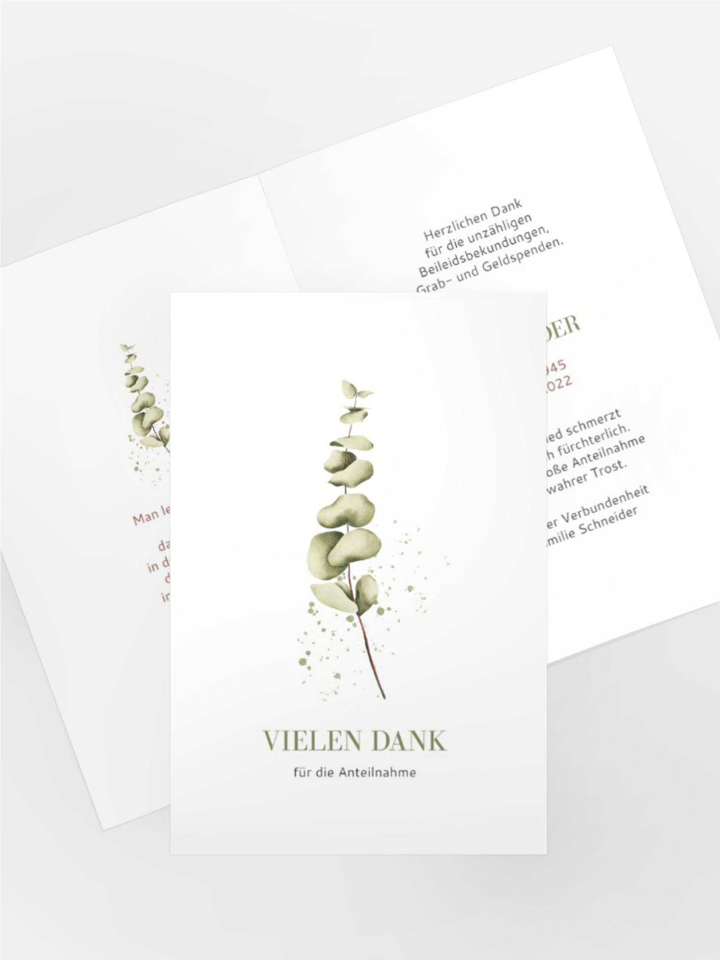Danksagung Trauer Eukalyptuszweig