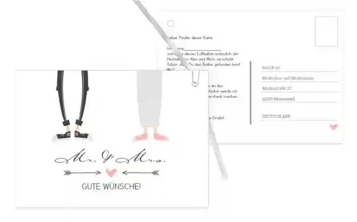 Ballonkarte zur Hochzeit Pärchen