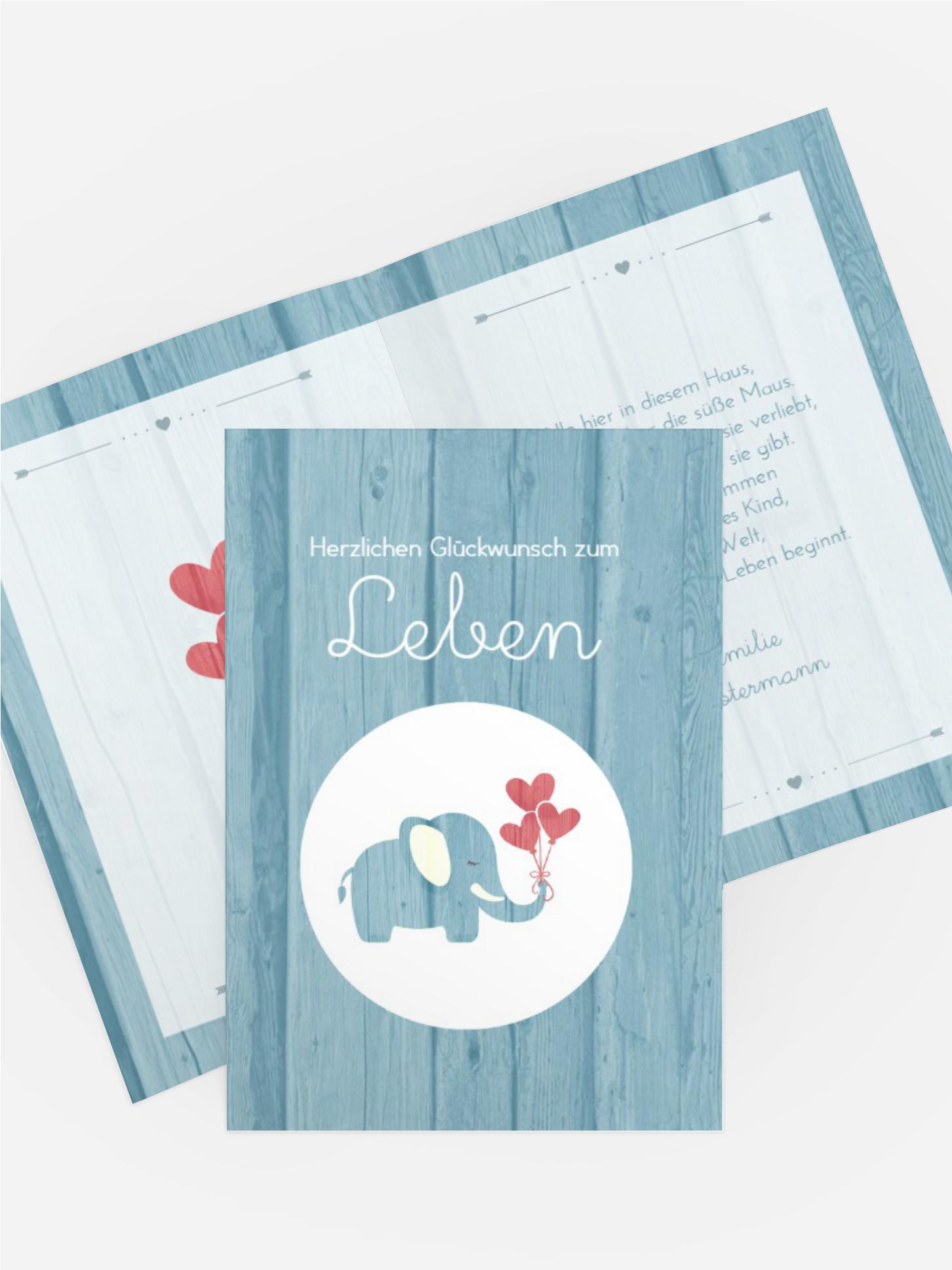 Glückwunschkarte zum Geburtstag Elefant