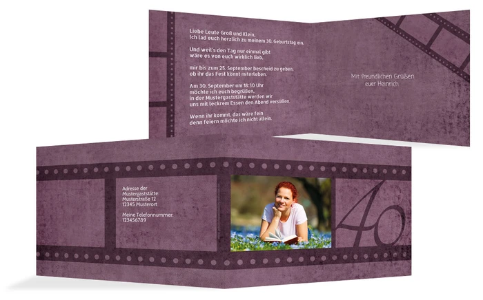 Geburtstagseinladung Retrofilm 40 Foto