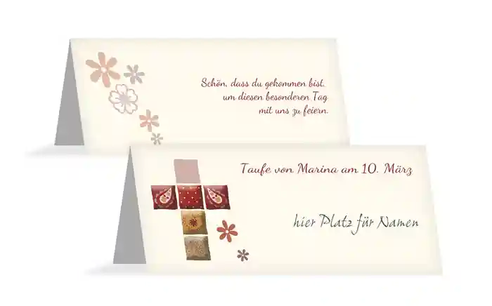 Tischkarte Florales Kreuz