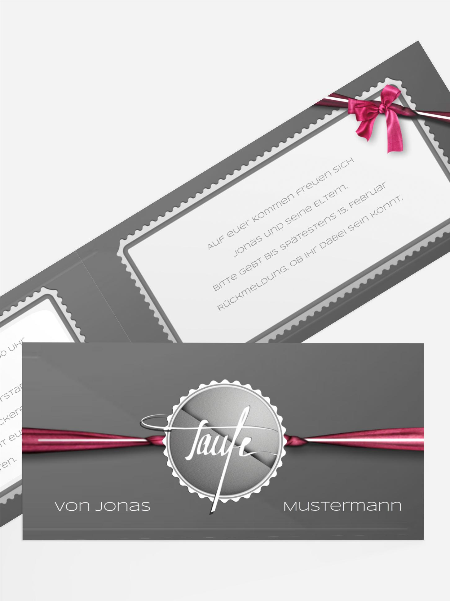 Taufkarte Einladung Ribbon