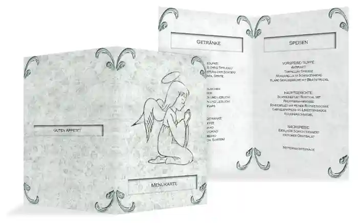 Menükarte zur Konfirmation Relief-Engelchen