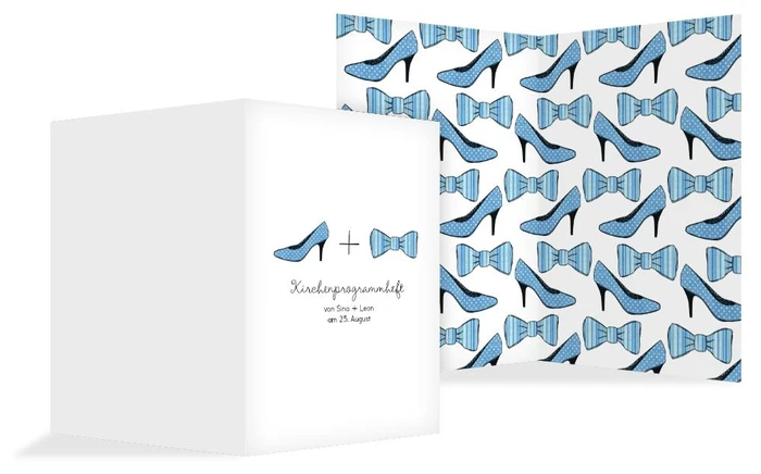 Kirchenheft Umschlag zur Hochzeit High Heel und Fliege