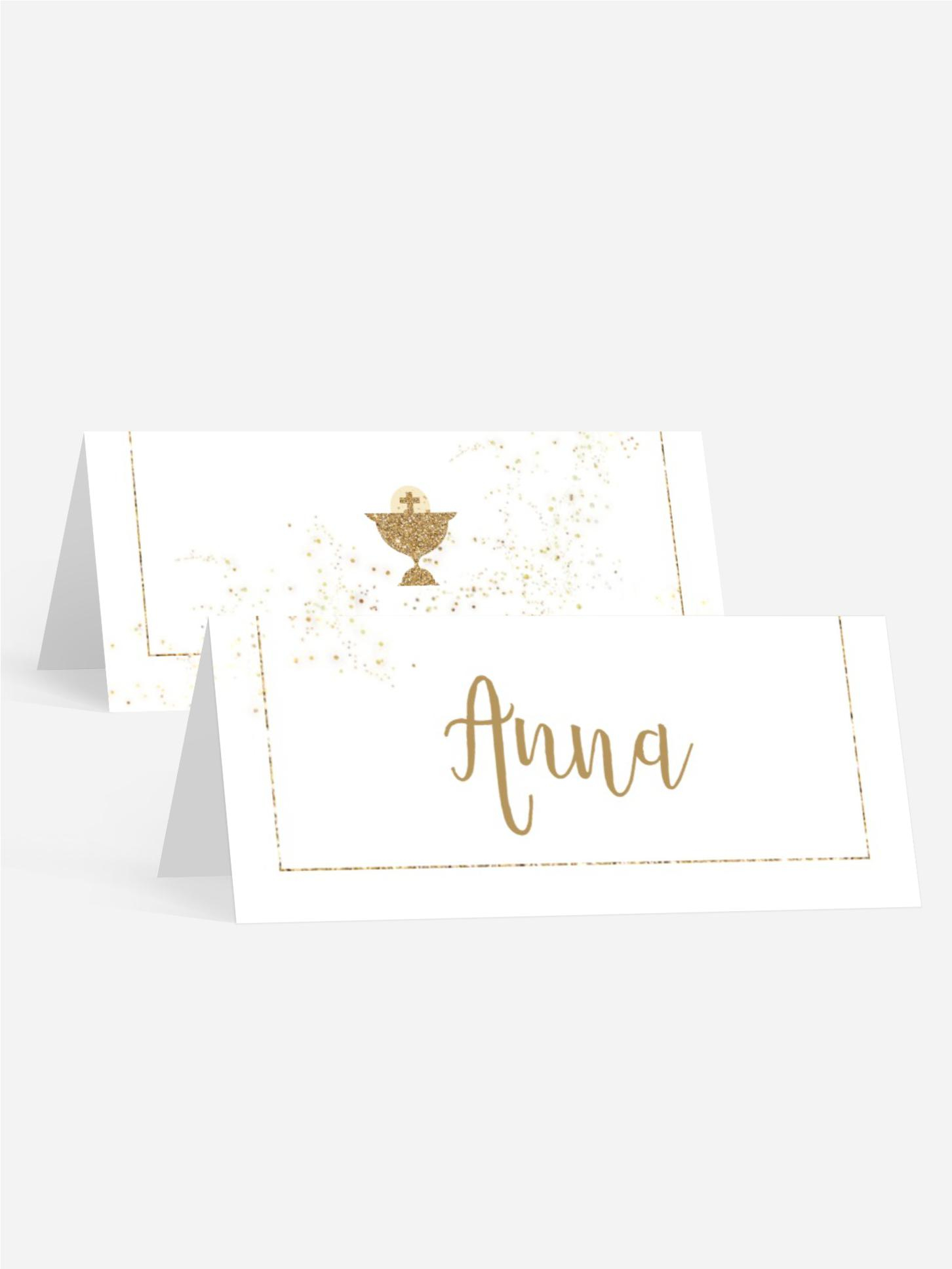 Tischkarte Kommunion goldene Kommunionschale