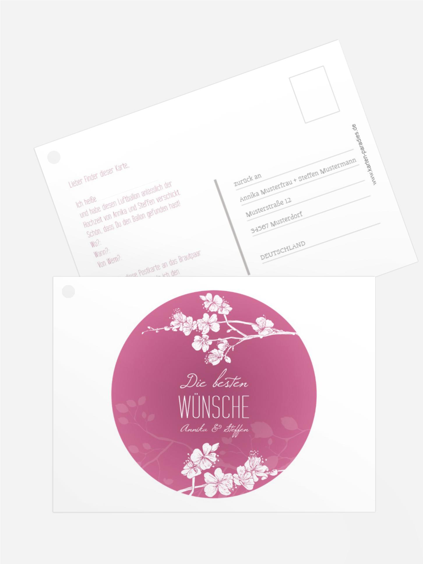 Ballonkarte Vintage Cherry Blossom