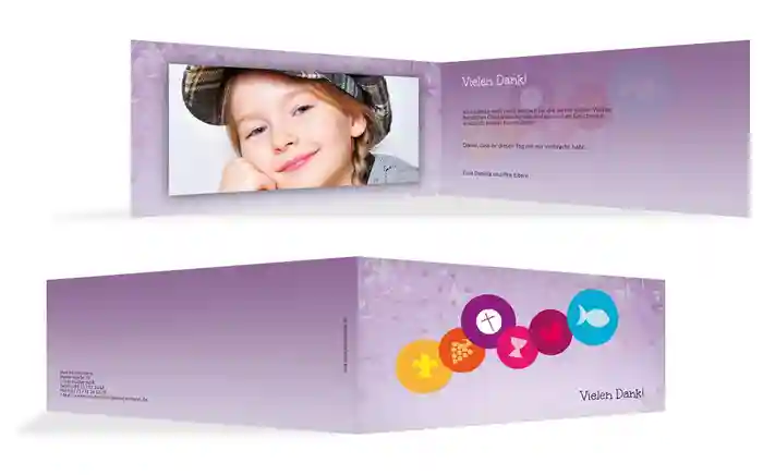 Danksagung zur Kommunion bunte Elemente