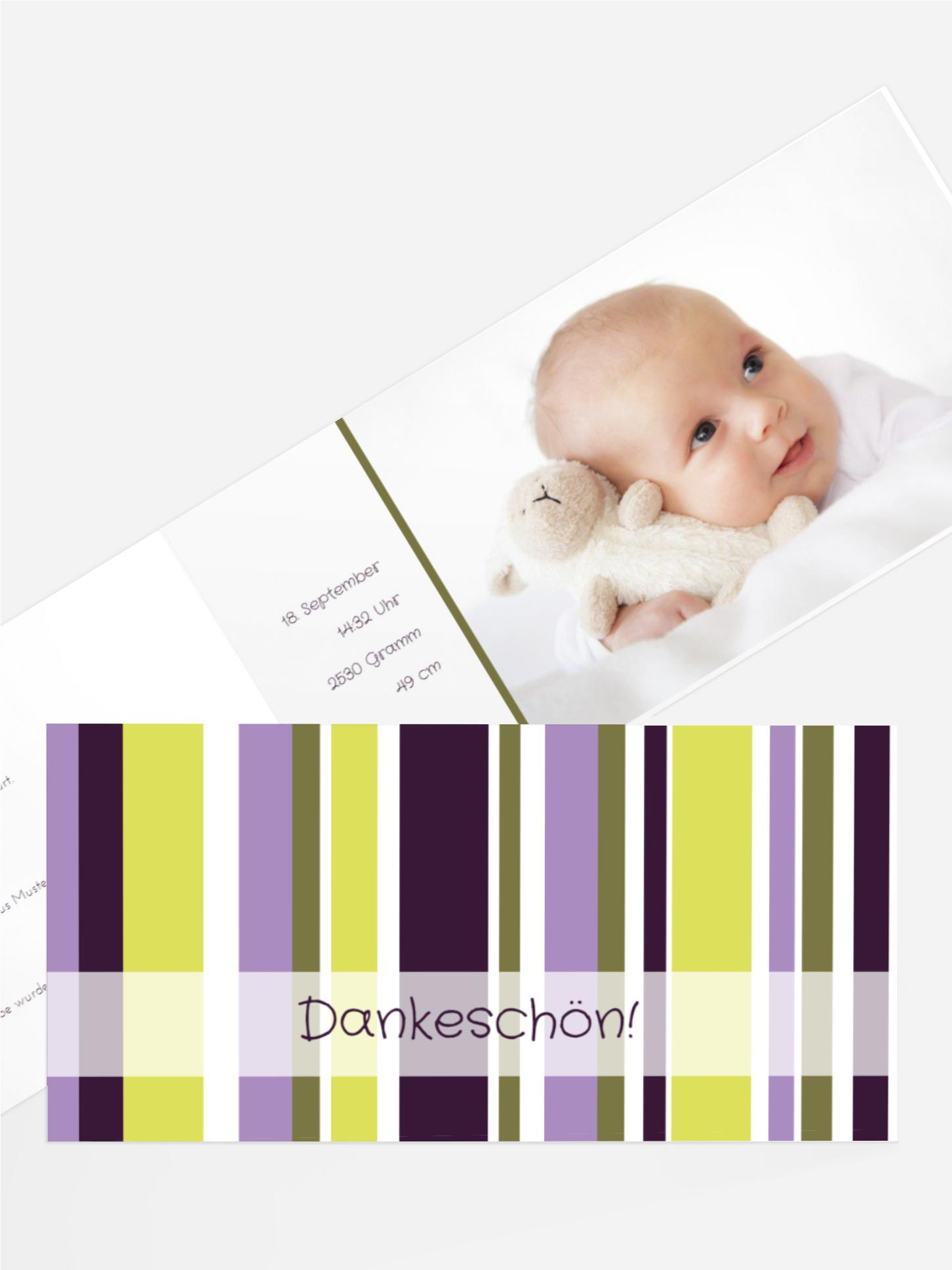 Dankeskarte zur Geburt Zweifarbklang