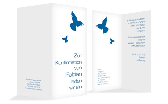 Konfirmationseinladungskarte Taube