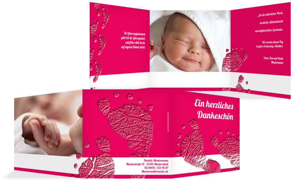 Dankeskarte Taufe Footprints