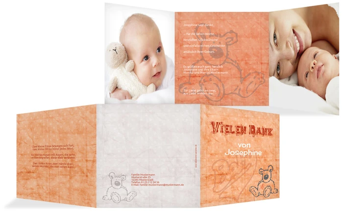 Geburt Dankeskarte Teddy-Star Geburt Dankeskarte Teddy-Star
