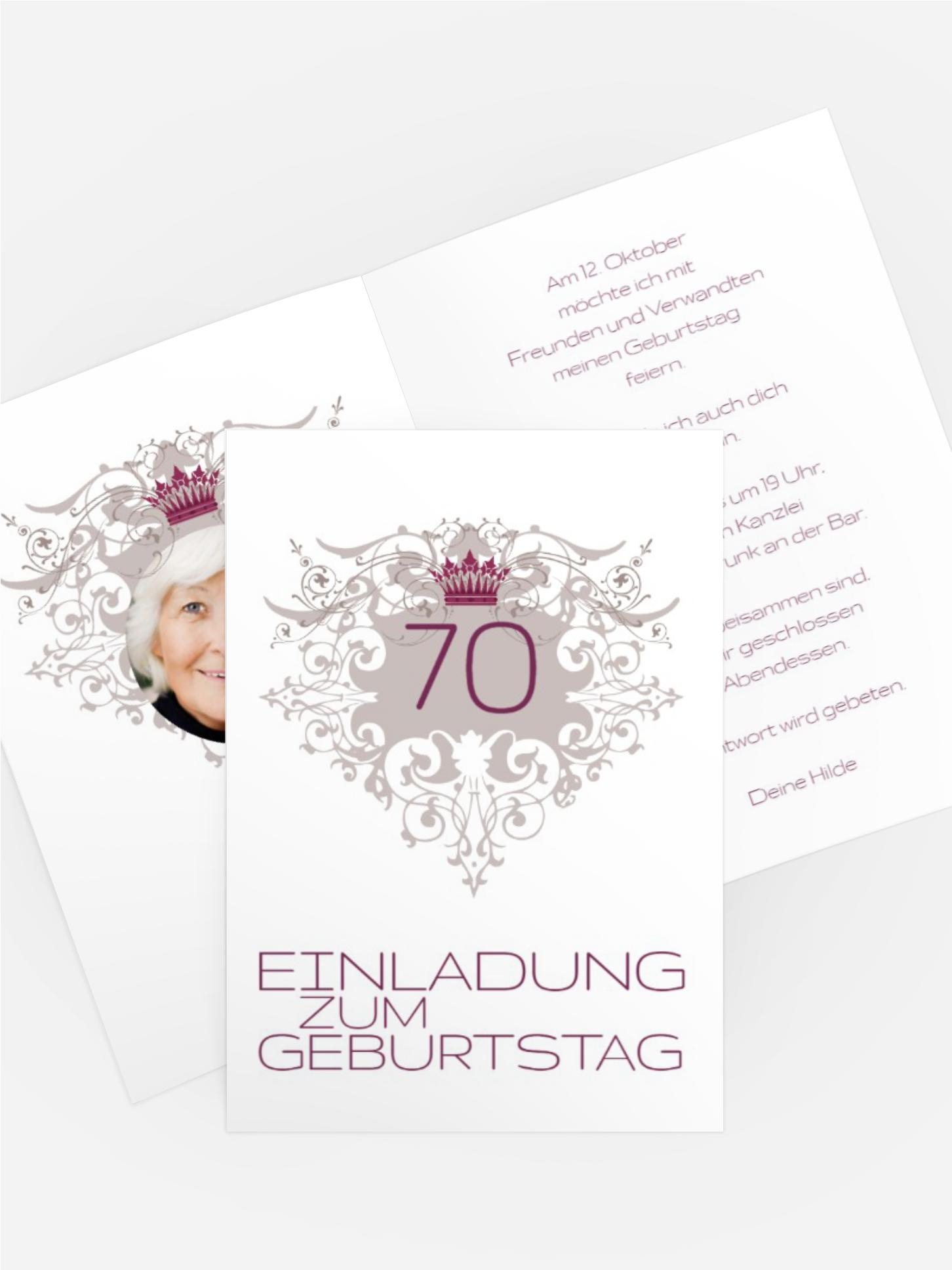 Einladung zum Geburtstag Krone 70 Foto