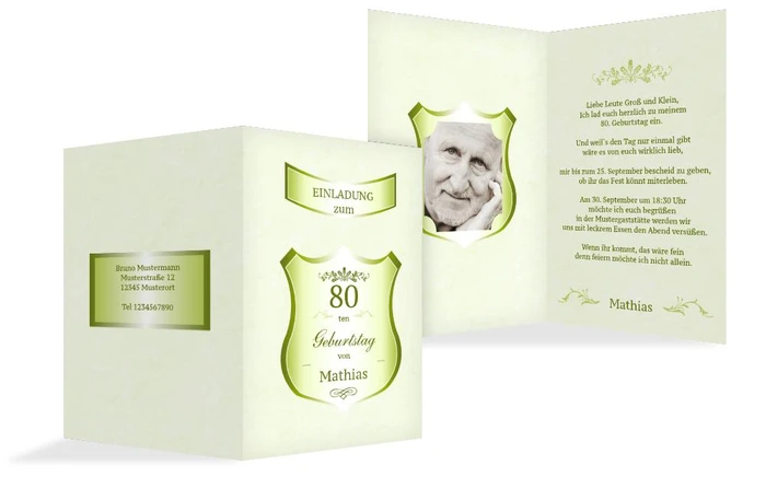 Geburtstagseinladung 80 label Foto
