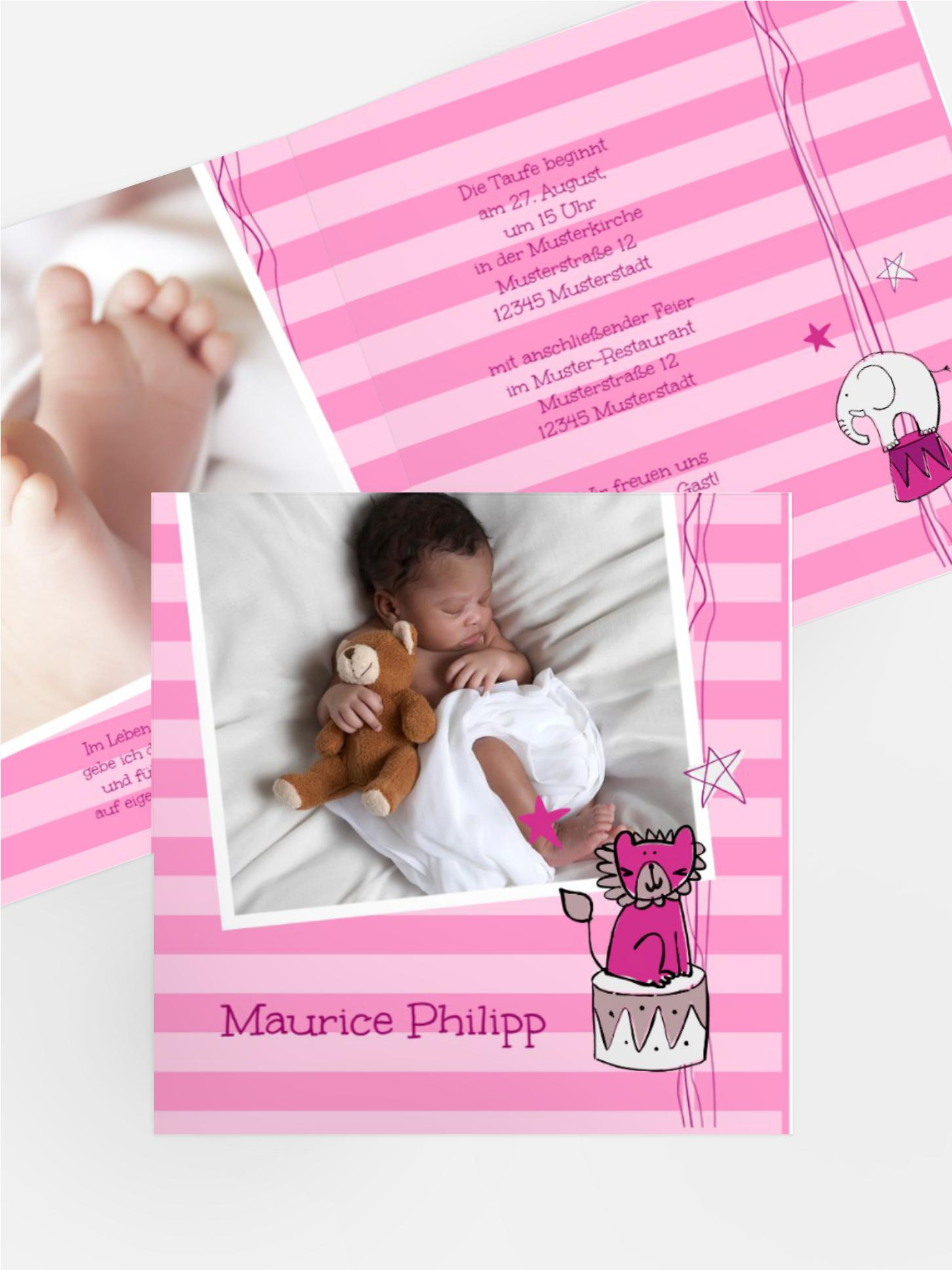 Einladungskarte Taufe Leo