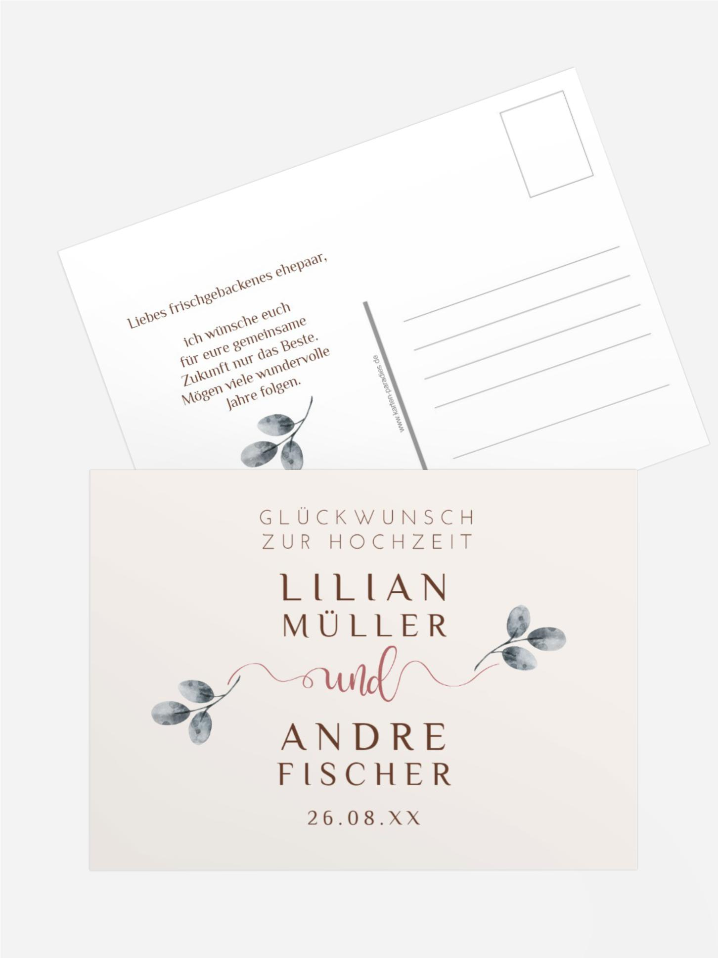 Glückwunschkarte zur Hochzeit Bunt Geblümt