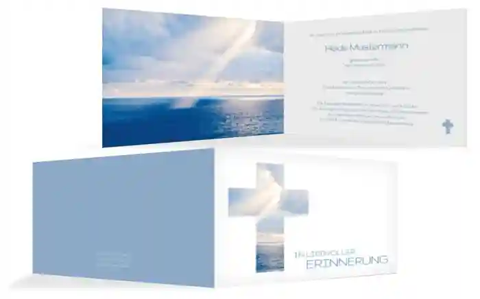 Trauerkarte Himmelskreuz quer Trauerkarte Himmelskreuz quer