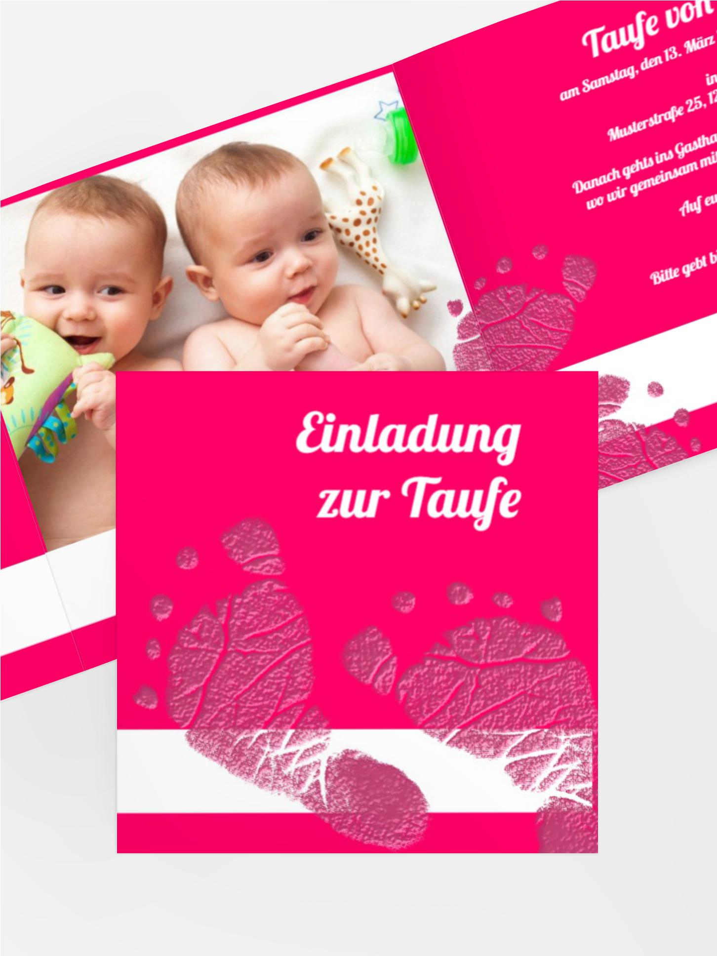 Einladungskarte Taufe Footprints