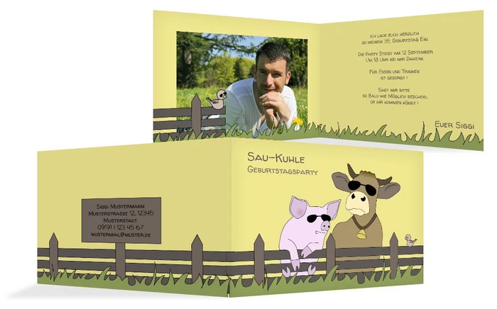 Geburtstagseinladung SauKuhl Foto