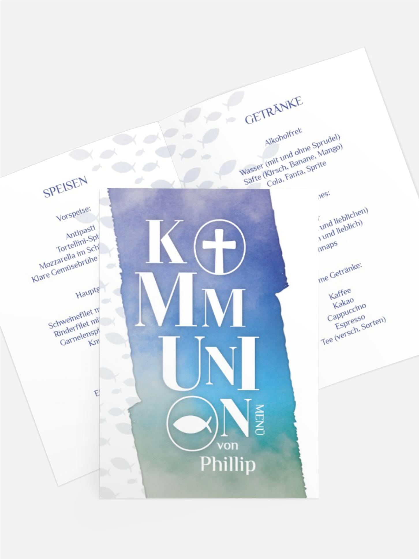 Menükarte Konfirmation Himmelreich