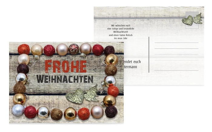 Weihnachtsgrußkarte Kugelrahmen