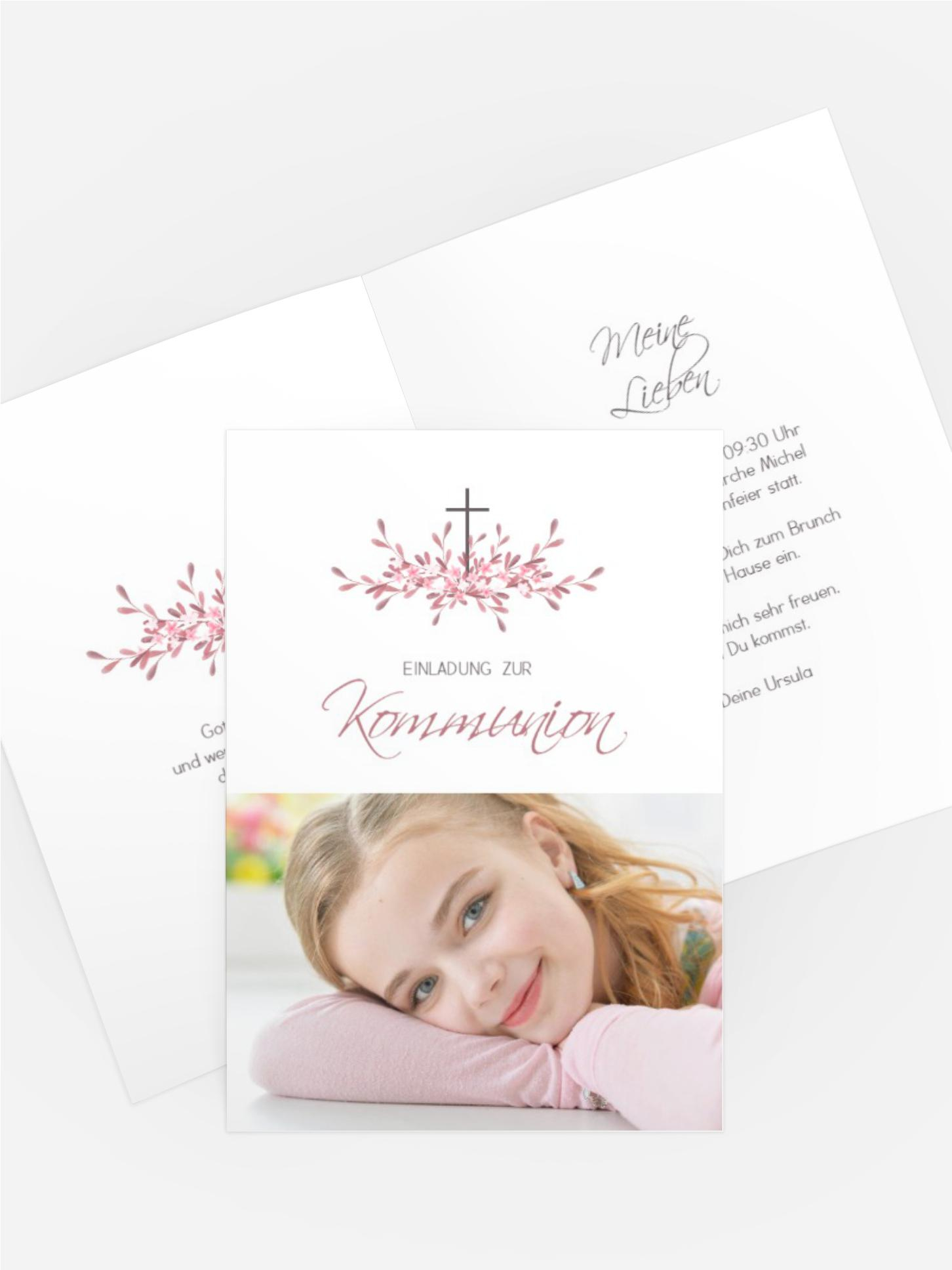 Einladungskarte Kommunion Heilige Blüte