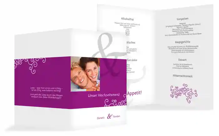 Menükarte Band der Liebe