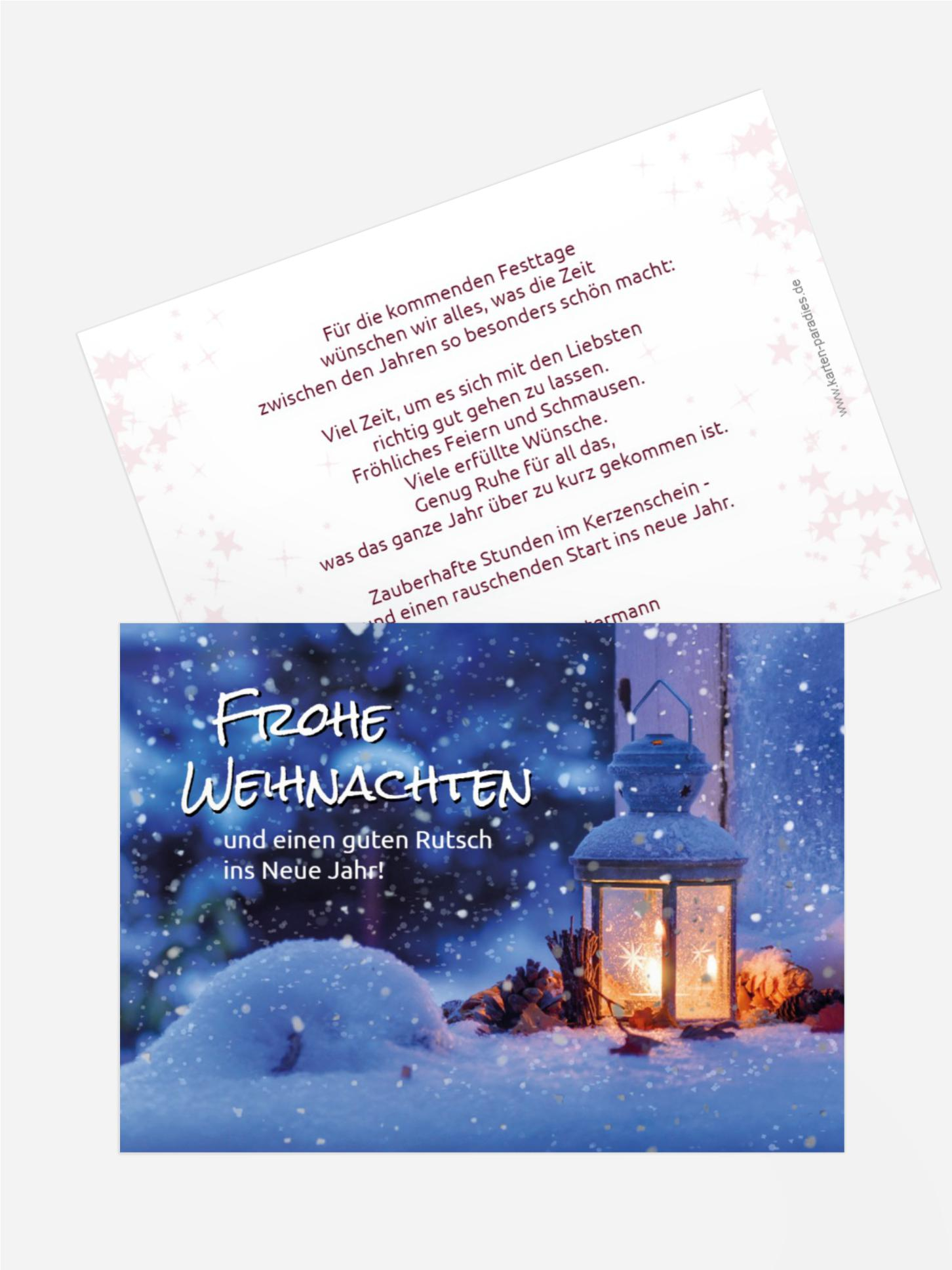 Grußkarte Weihnachten Privat Laterne