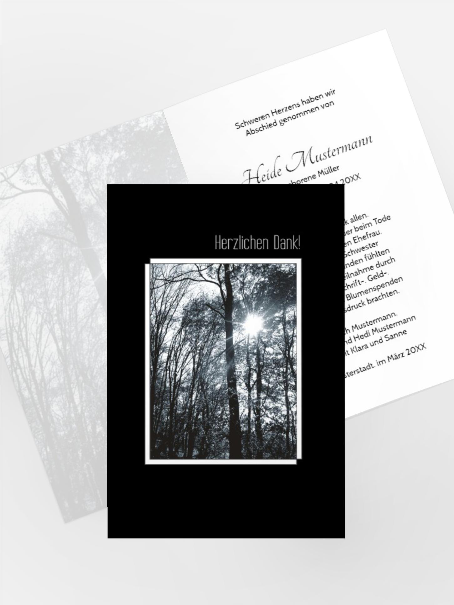 Dankeskarte Wald hoch